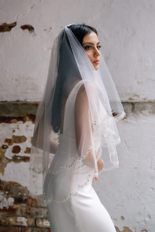 Beaded and Embroidered Wedding Veil by Dreamtime Designs